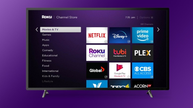 Roku main app menu