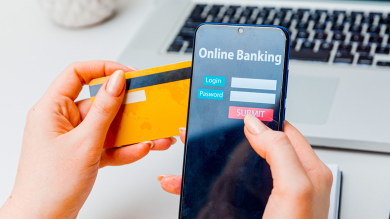 A website asking for banking information