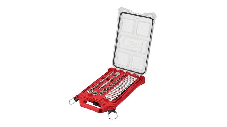 28-Piece 3/8-Inch Drive Ratchet and Socket Set With Packout Low-Profile Compact Organizer (SAE)