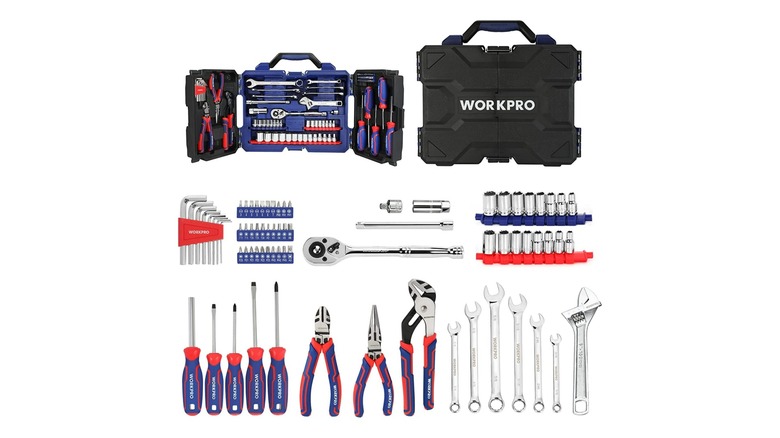 The WorkPro Household Hand Tool Kit and its box