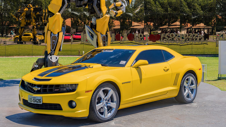 The much beloved antagonist Bumblebee, pictured here as a yellow Chevy Camaro, a form that was not canon in the books