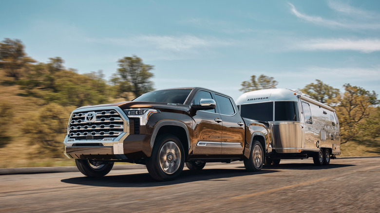 Toyota Tundra towing an Airstream trailer