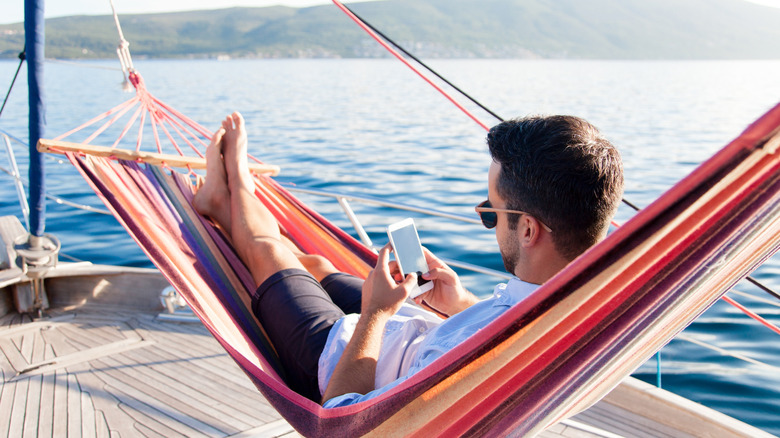 Man enjoying summertime on a boat