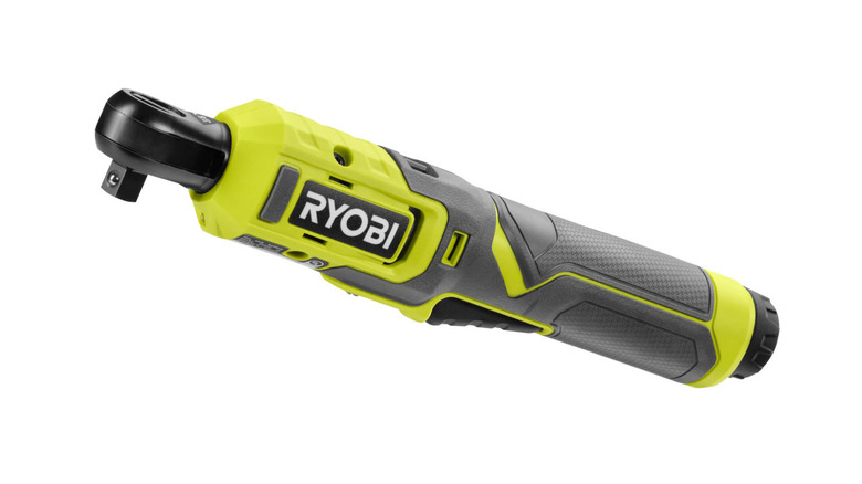 The Ryobi USB Lithium 1/4" ratchet on a white background
