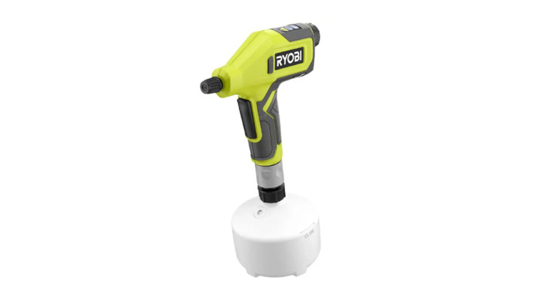 The Ryobi USB Lithium Compact Chemical Sprayer on a white background