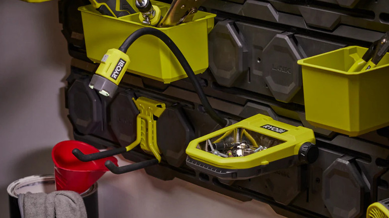 Ryobi USB Lithium LED magnetic tray light with Link storage.