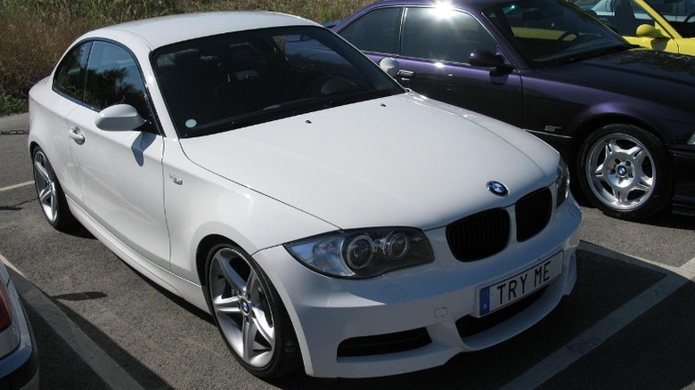 A white BMW 135i coupe