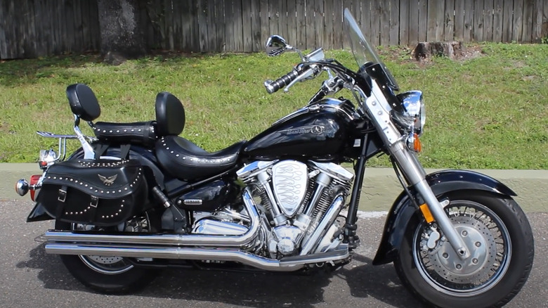 black and chrome Yamaha Road Star motorcycle