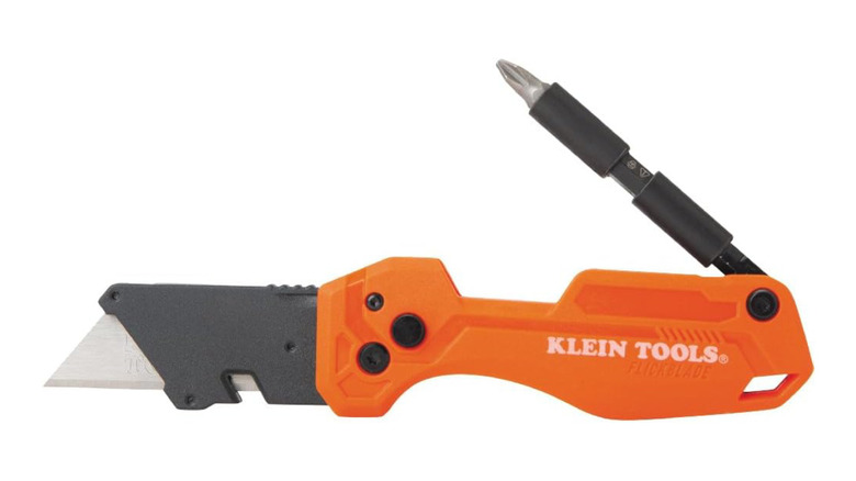 A flickable utility knife with a driver bit (44304) from Klein Tools