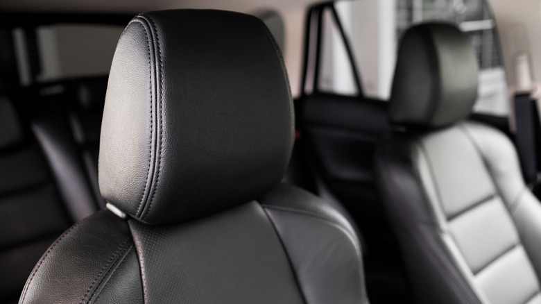 A view of leather seats in a car's interior