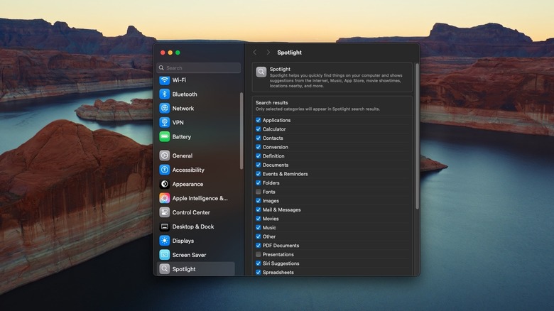 Changing spotlight categories
