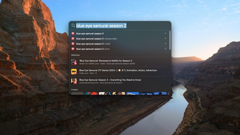 Web search in Spotlight