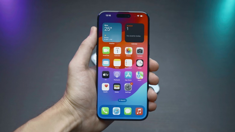 hand holding iphone