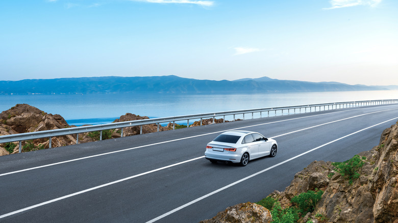 Audi driving on open road