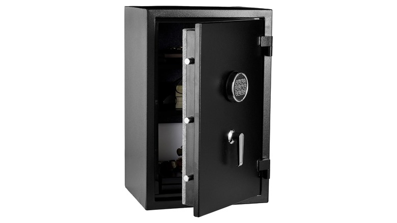 Amazon Basics Fireproof Safe on display