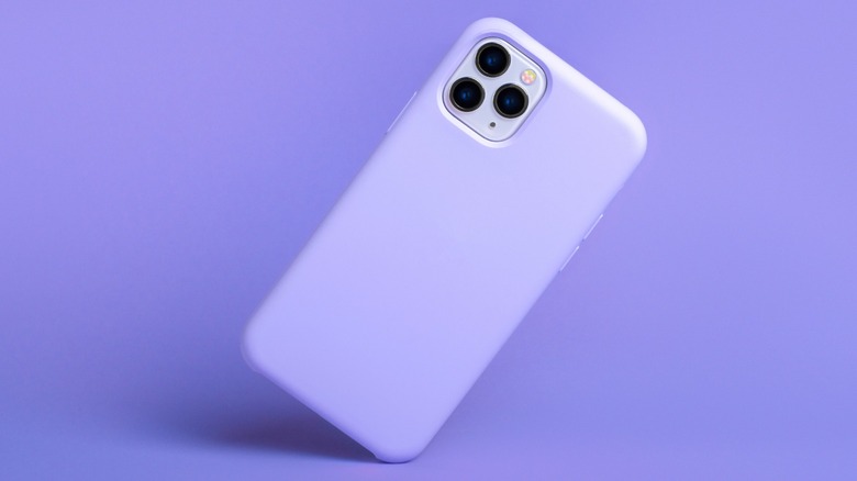 a lilac silicone iPhone case
