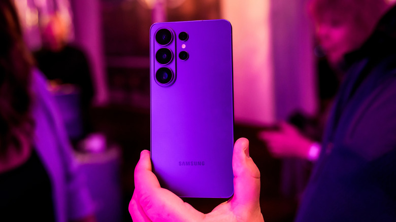 The back of a Samsung smartphone.