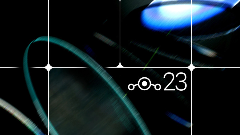 Abstract image with the Lineage OS logo and the number 23.