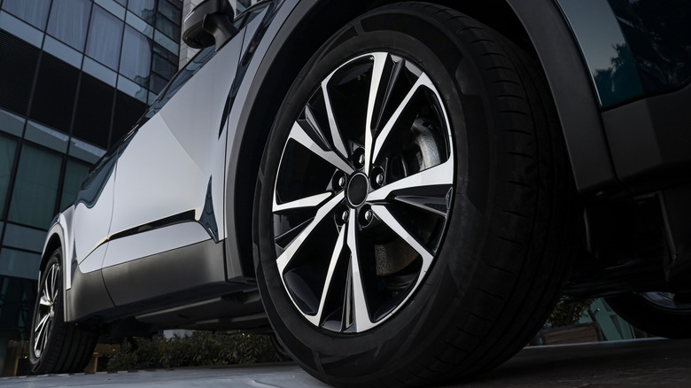 Closeup image of car tires