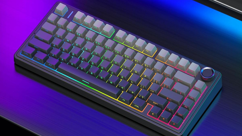 The Aula F75 Pro on a blue table.