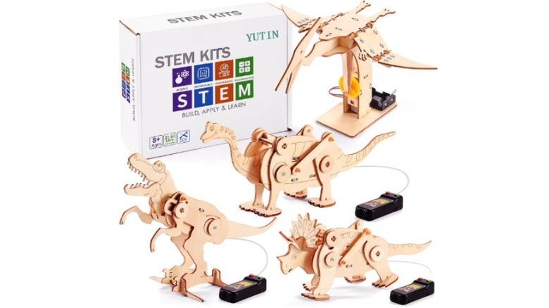 Dinosaur-shaped wood structures
