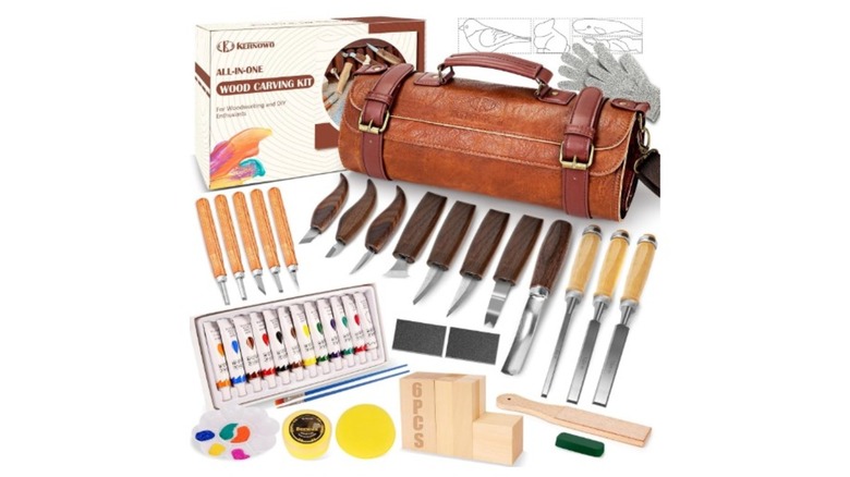 Different woodworking tools and paint