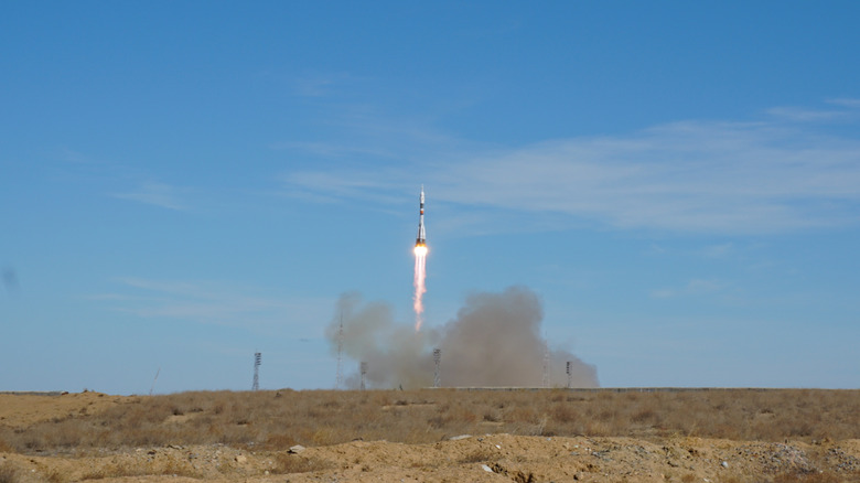 Baikonur Cosmodrone Launchpad with Rocket