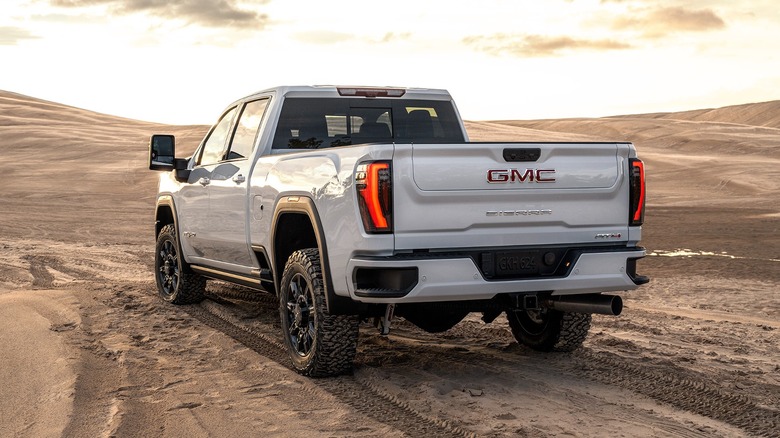 White GMC Sierra AT4 in a desert