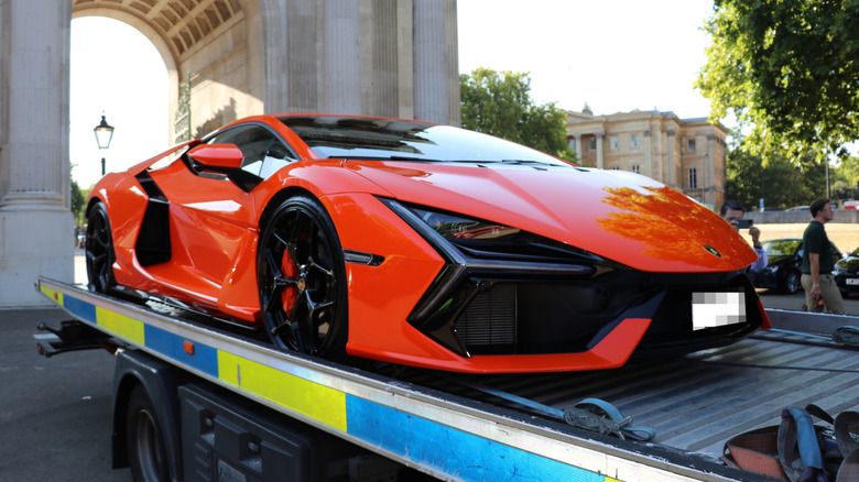 A Lamborgini Revuelto that was seized during a crackdown by London's Metropolitan Police