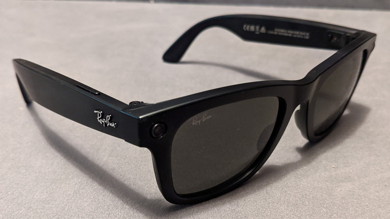 Ray-Ban smart glasses. Note the tiny camera on the corner. Perfect for spying, and for data companies to spy on you.