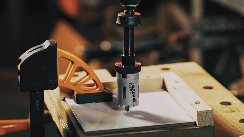 Cutting through ceramics with a Williams tool.