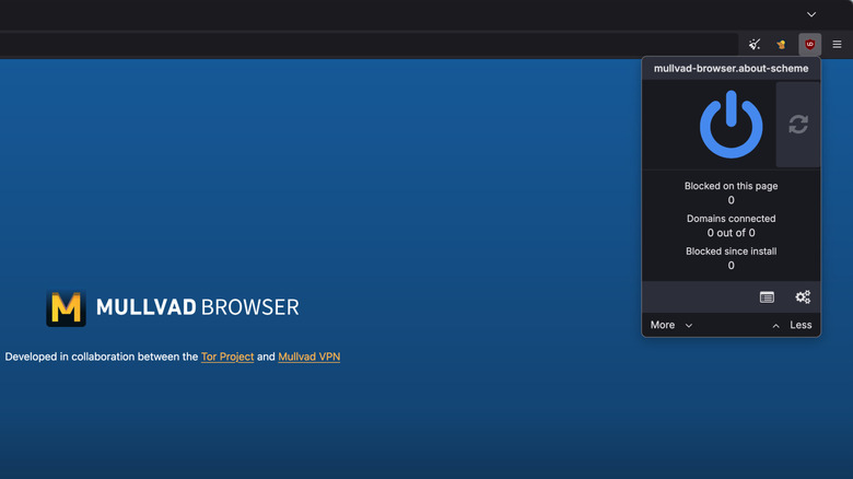 uBlock origin installed in Mullvad browser