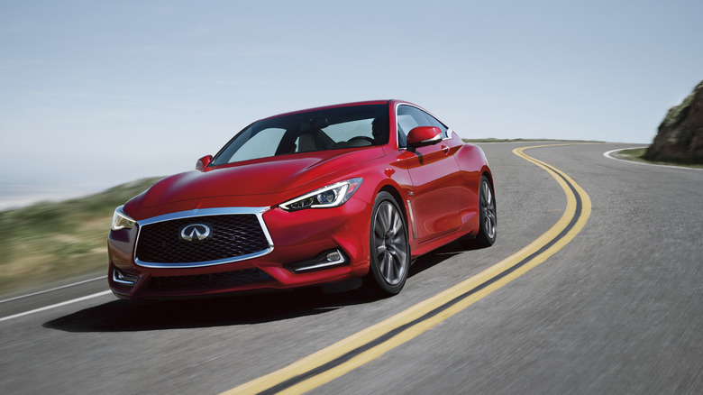 2017 Infiniti Q60 Red Sport 400 cornering