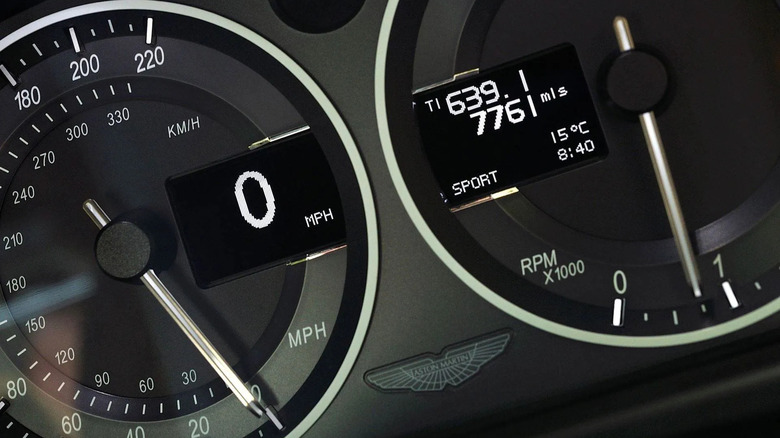 Aston Martin V12 Vantage instrument panel analog dials