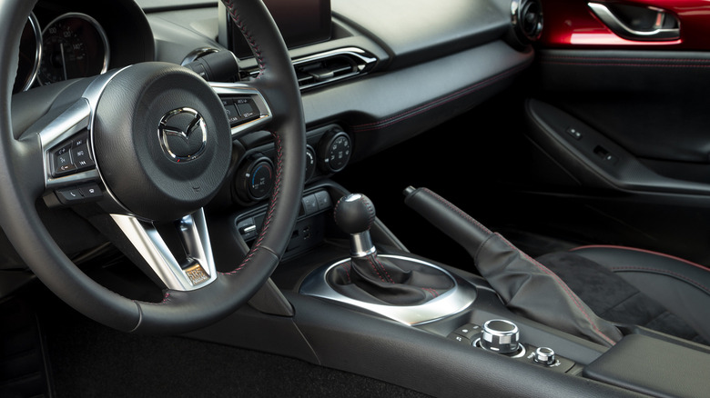 2023 Mazda MX-5 Miata interior with manual transmission