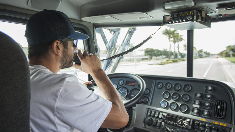 Trucker using CB radio