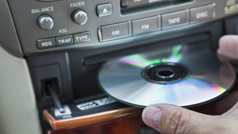 Close up of car CD player