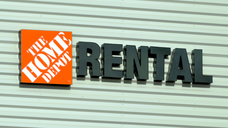The Home Depot Rental sign on wall
