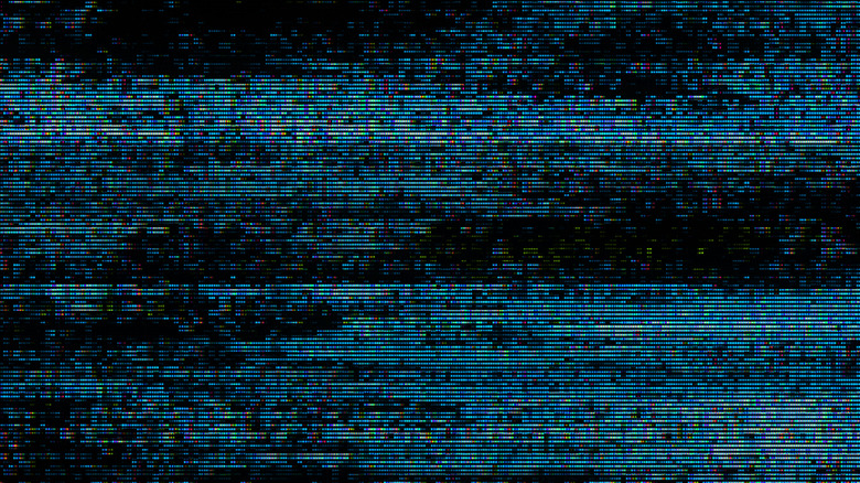 A glitchy display showcasing digital snow