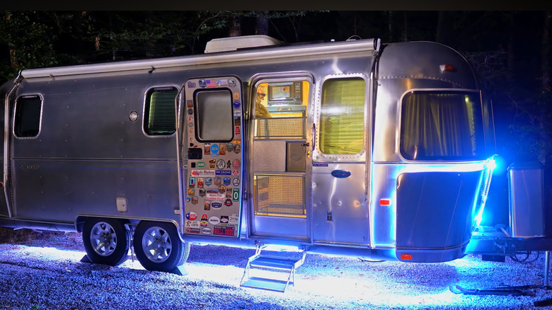 LED underglow kit on an Airstream