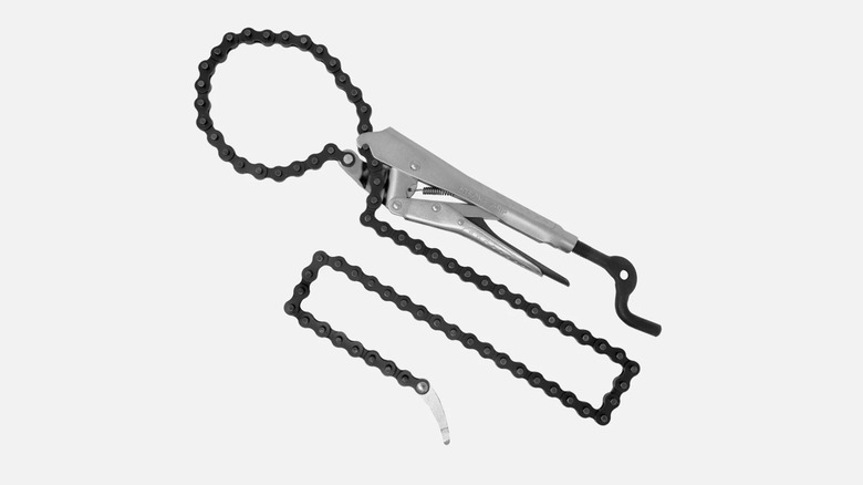 Locking chain pliers on white background