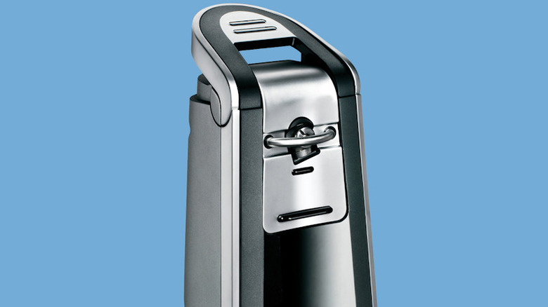 The Hamilton Beach smooth touch electric can opener with the top up