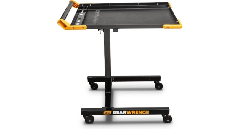 Movable work table with black surface