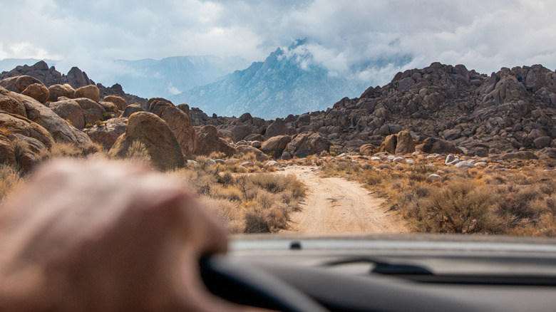 driver's perspective while off-roading