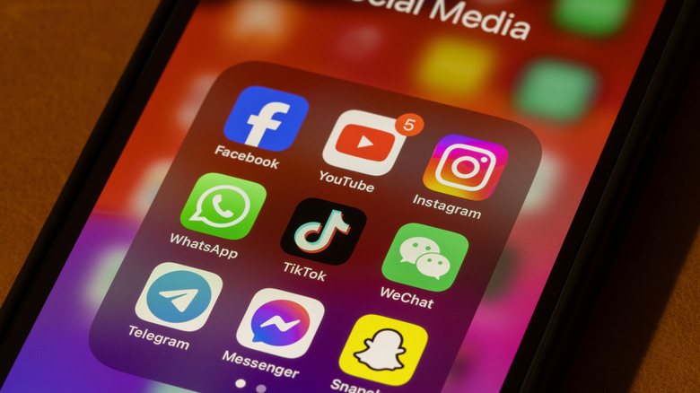 Social media apps on a phone