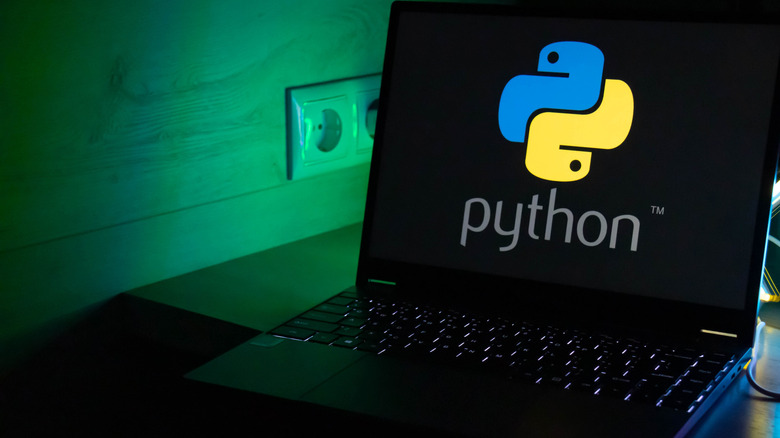 Python logo on a computer
