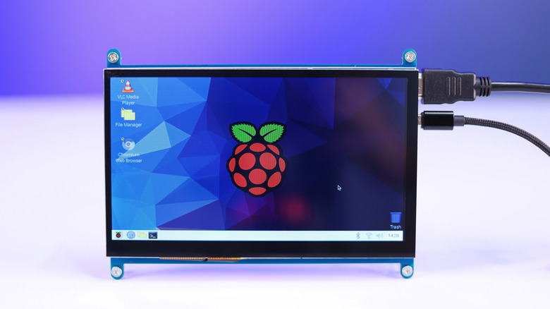 Raspberry Pi logo on a screen