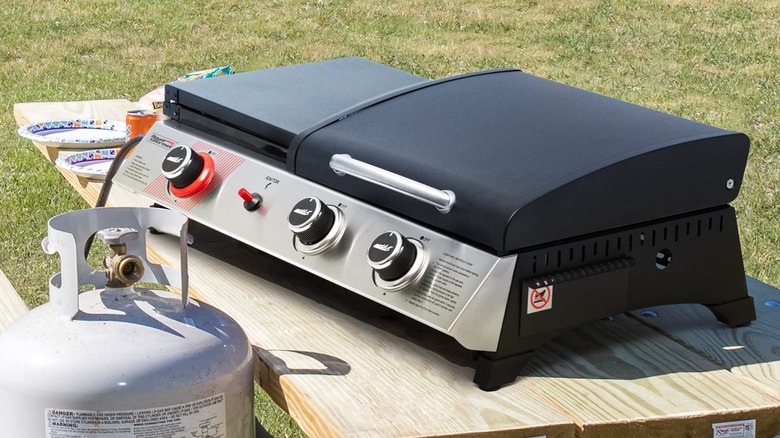 3-in-1 grill and griddle on picnic table