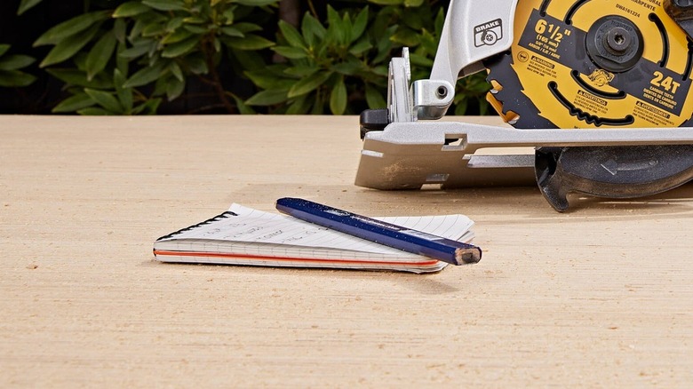 Lowe's carpenter pencil on work table