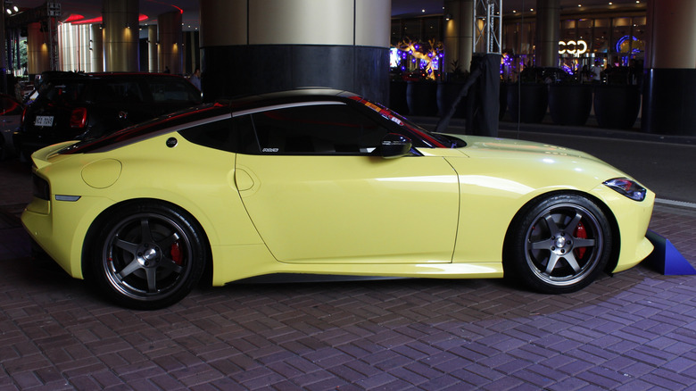 Yellow Nissan Z car at car show